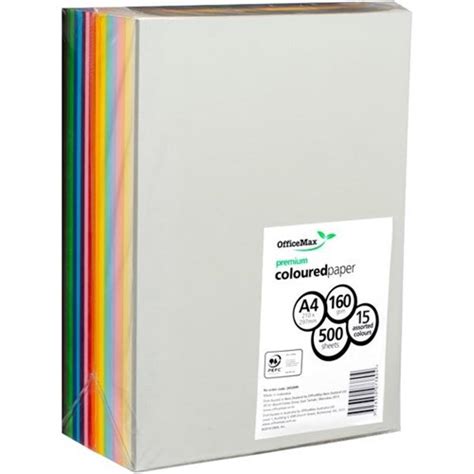 Officemax A4 160gsm 15 Assorted Colours Premium Copy Paper Pack Of 500