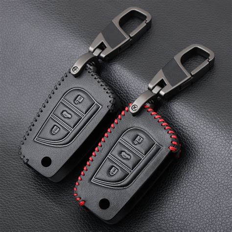 Button Leather Car Remote Key Fob Shell Cover Case For Toyota Auris