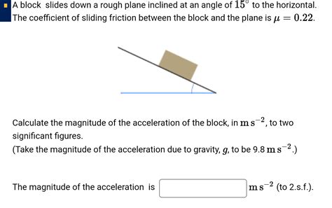 Solved A Block Slides Down A Rough Plane Inclin