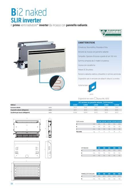 Ventilconvettore Da Incasso Bi Slir Inverter Naked Olimpia Splendid