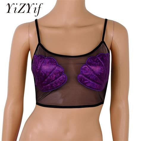 YiZYiF Sexy Crop Top Women Lingerie Mermaid Sea Shell Vest Crop Tank