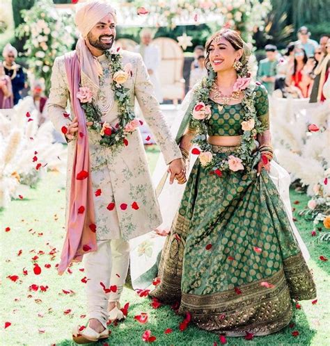 Fresh And Pretty In Emerald Green Indian Wedding Outfits Indian Bridal Lehenga Groom Outfit