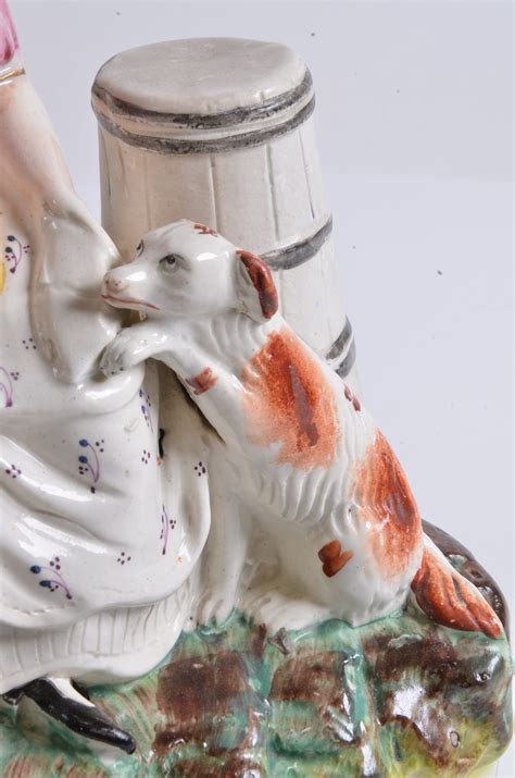 Country Girl & Dog - Staffordshire Figures