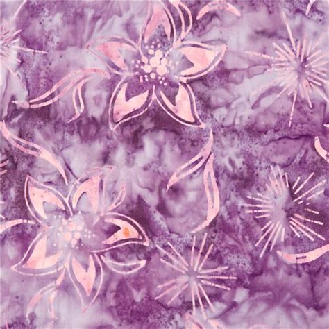 Purple Timeless Treasures Five Petal Flower Batik Fabric With Tie Dye