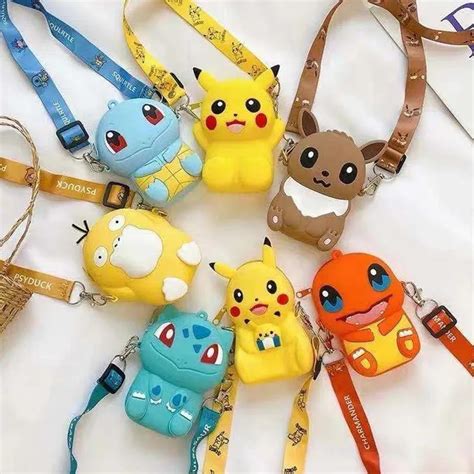 Pokemon Pikachu Charmander Silicone Coin Purse Cartoon Messenger Bag