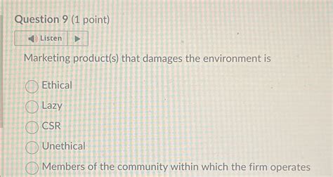 Solved Question Point Listenmarketing Product S That Chegg