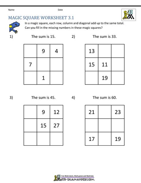 Magic Squares Worksheets