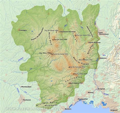 Massif Central Map