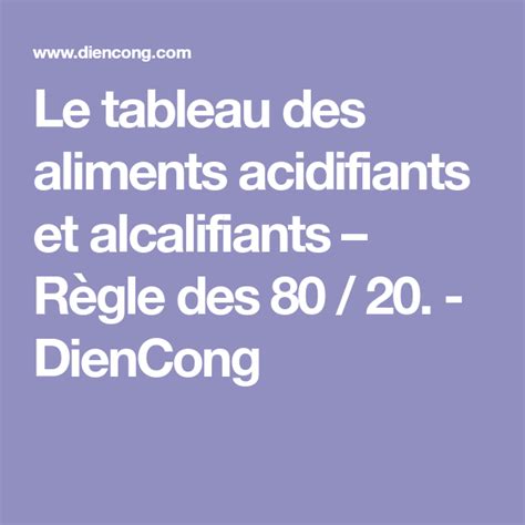 Le Tableau Des Aliments Acidifiants Et Alcalifiants R Gle Des