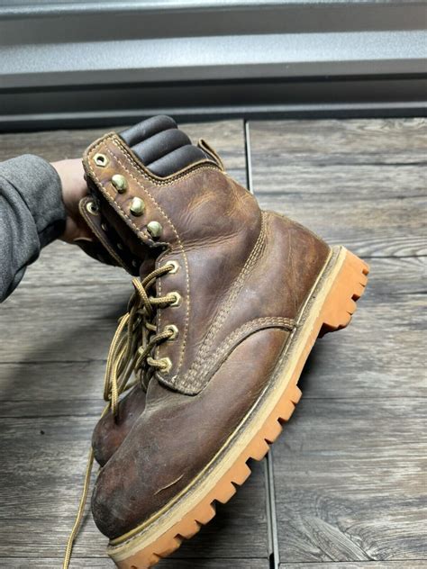 Roebucks Mens Size 9 D Steel Toe Brown Leather Work Boots Ebay