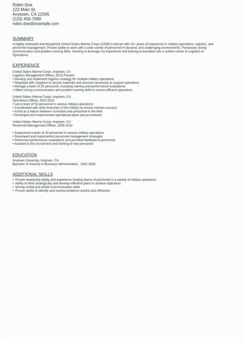 Usmc Resume Sample Template Free Download