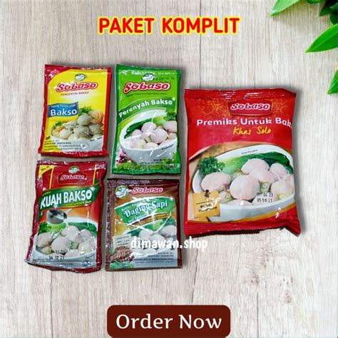 Sobaso Tepung Bakso Paket Komplit Khas Solo Bumbu Kuah Sumsum Sapi