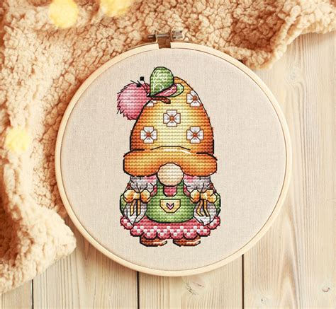 Gnome Cross Stitch Pattern Pdf Spring Gnome Counted Cross Etsy