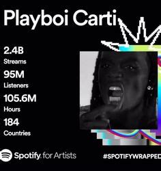 a black and white photo with the words playboi carti on it's side