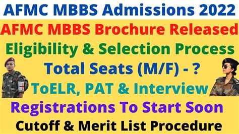 AFMC MBBS Admission 2022 Official Notice Out Eligibility Selection