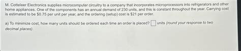 Solved M Cotteleer Electronics Supplies Microcomputer Chegg