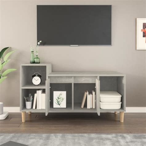 Viesurchoix Meuble TV Gris béton 100x35x55 cm Bois d ingénierie A821176