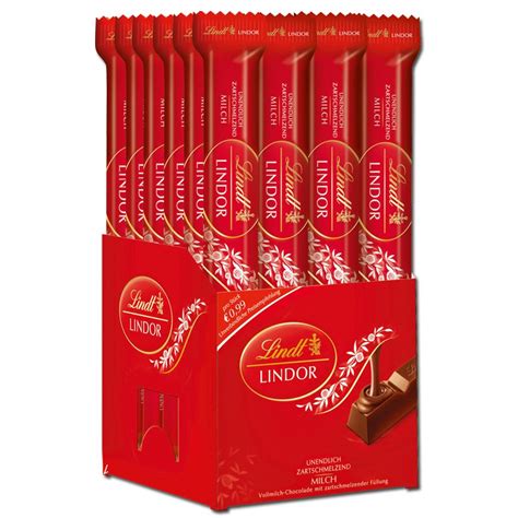 Lindt Lindor Milch Stick 38g Schokolade 24 Stück Riegel Schokosticks