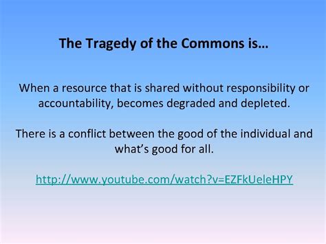 Tragedy of the Commons Ecological Footprint and Sustainability