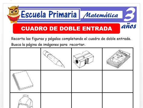 Cuadro de doble entrada para Niños de 3 Años Escuela Primaria