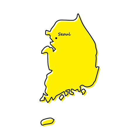 Premium Vector Simple Outline Map Of South Korea With Capital Location