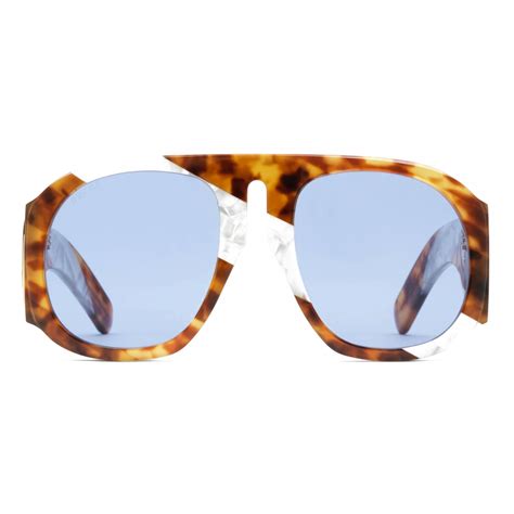 Gucci Round Frame Acetate Sunglasses Tortoiseshell And White Mother Of Pearl Gucci Eyewear