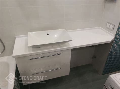 Столешницы для ванной из искусственного камня купить на заказ, цены