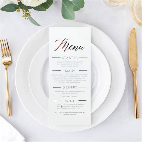 Classic Menu For Luxury Weddings And Events Designed By Rodo Creative