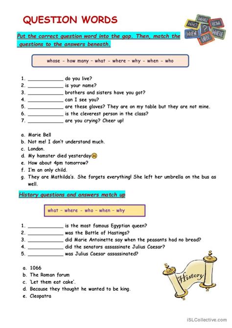 Practice Of The Question Words Gener English ESL Worksheets Pdf Doc