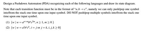 SOLVED Design A Pushdown Automaton PDA Recognizing Each Of The