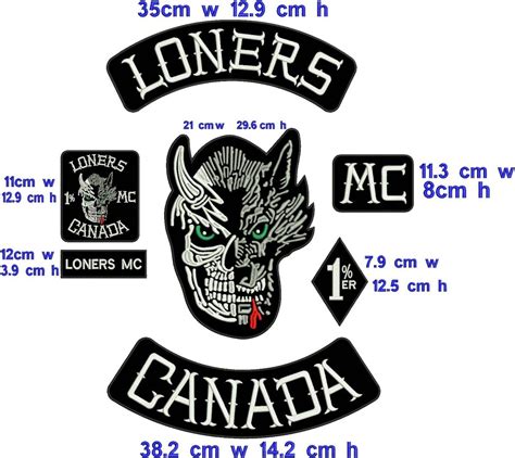 Loners Canada Mc Embroidered Patch Set Of 7pcs Iron On Size Large Etsy