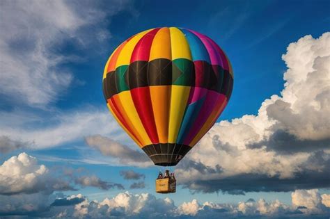 Premium Photo Colorful Hot Air Balloon Floating Above Clouds