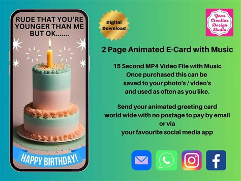 Animated Funny Birthday E-card Birthday Video Card - Etsy