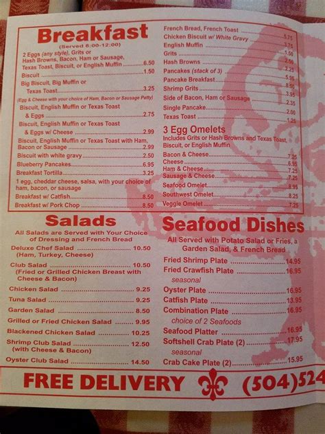 Menu At Johnnys Po Boys Fast Food New Orleans