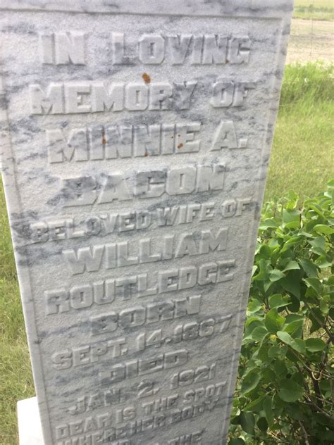 Jemina Elizabeth Minnie” Bacon Routledge 1867 1921 Find A Grave