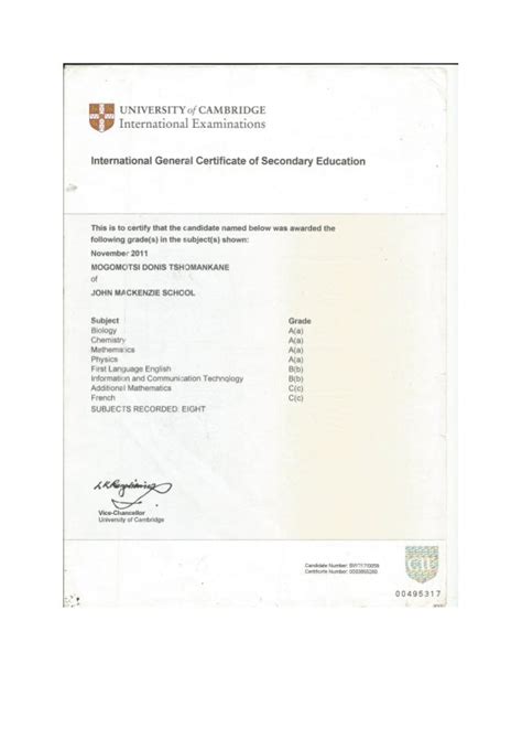 Cambridge Igcse Certificate