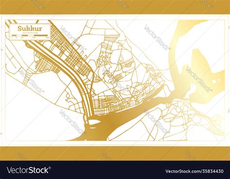 Sukkur pakistan city map in retro style golden Vector Image