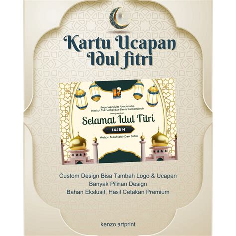 Jual Kartu Ucapan Idul Fitri 1445h 1 Muka Greeting Card Idul Fitri