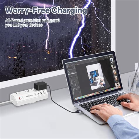 Desk Clamp Power Strip With W Usb C Desk Mount Power Station Ac