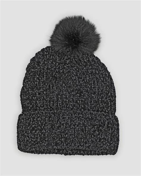 Riachuelo Gorro Infantil De Tricot Pompom E Brilho Preto