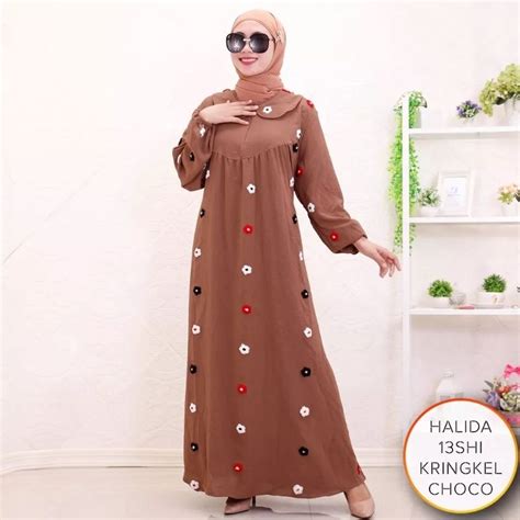 Jual Gamis Pom Pom Crincel Airflow Gamis Terbaru Masakini Allsize Fit