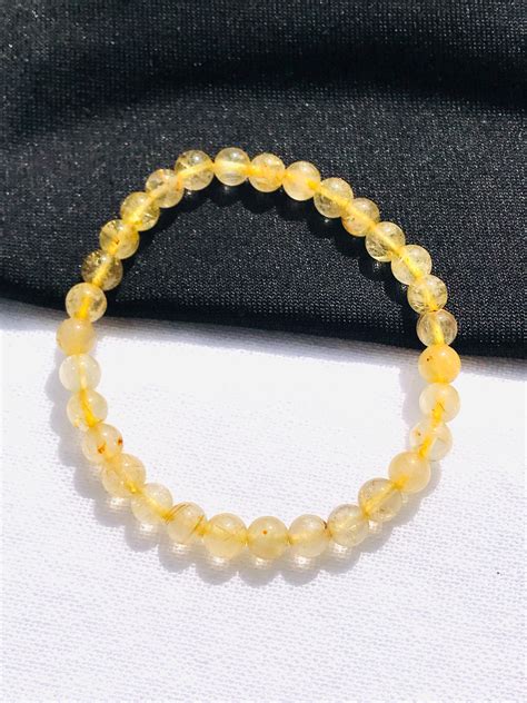 Tumbled Stone Bracelets Wholesale Rutilated Quartz Gold 6mm Round