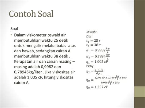 Contoh Soal Viskositas Fluida