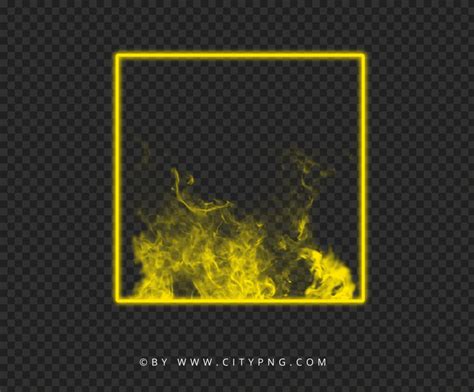 HD Neon Yellow Square Frame With Smoke PNG Citypng