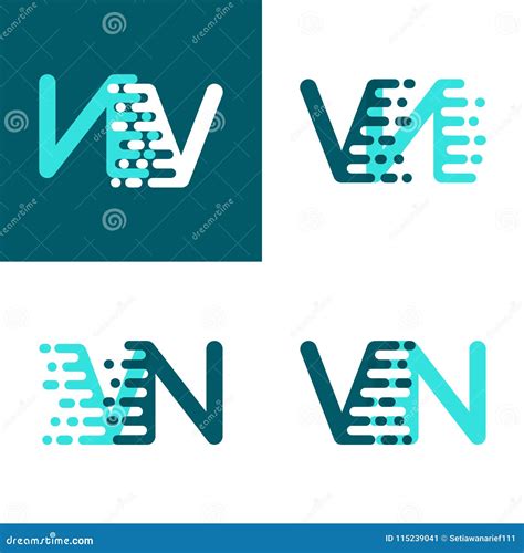 VN Letters Logo With Accent Speed Green And Blue Stock Vector