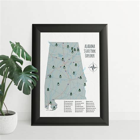 Alabama State Parks Map Alabama State Parks Checklist Hiking Etsy