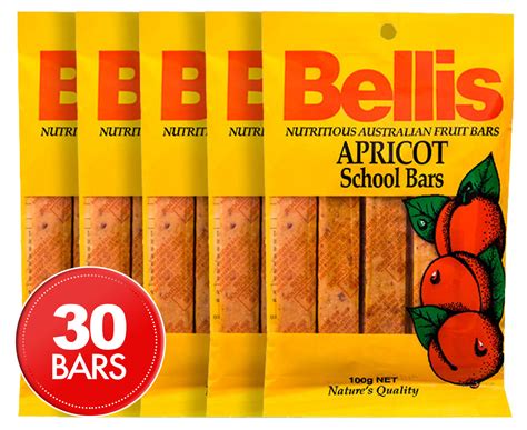 6 X Bellis Apricot School Bars 100g 5pk Au