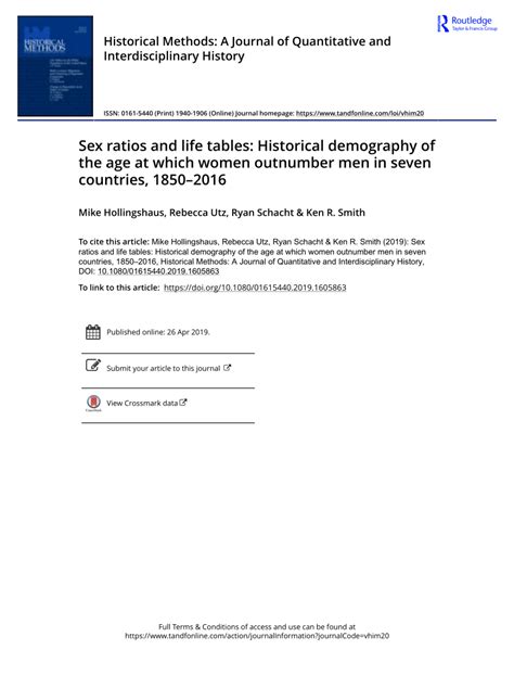 Pdf Sex Ratios And Life Tables Historical Demography Of The Age At