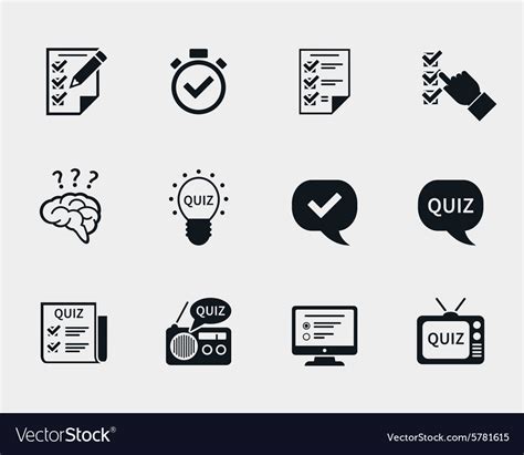 Quiz Icon Set Royalty Free Vector Image Vectorstock