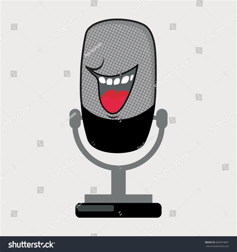 Funny Microphone Grey Background Vector Stock Vector (Royalty Free ...